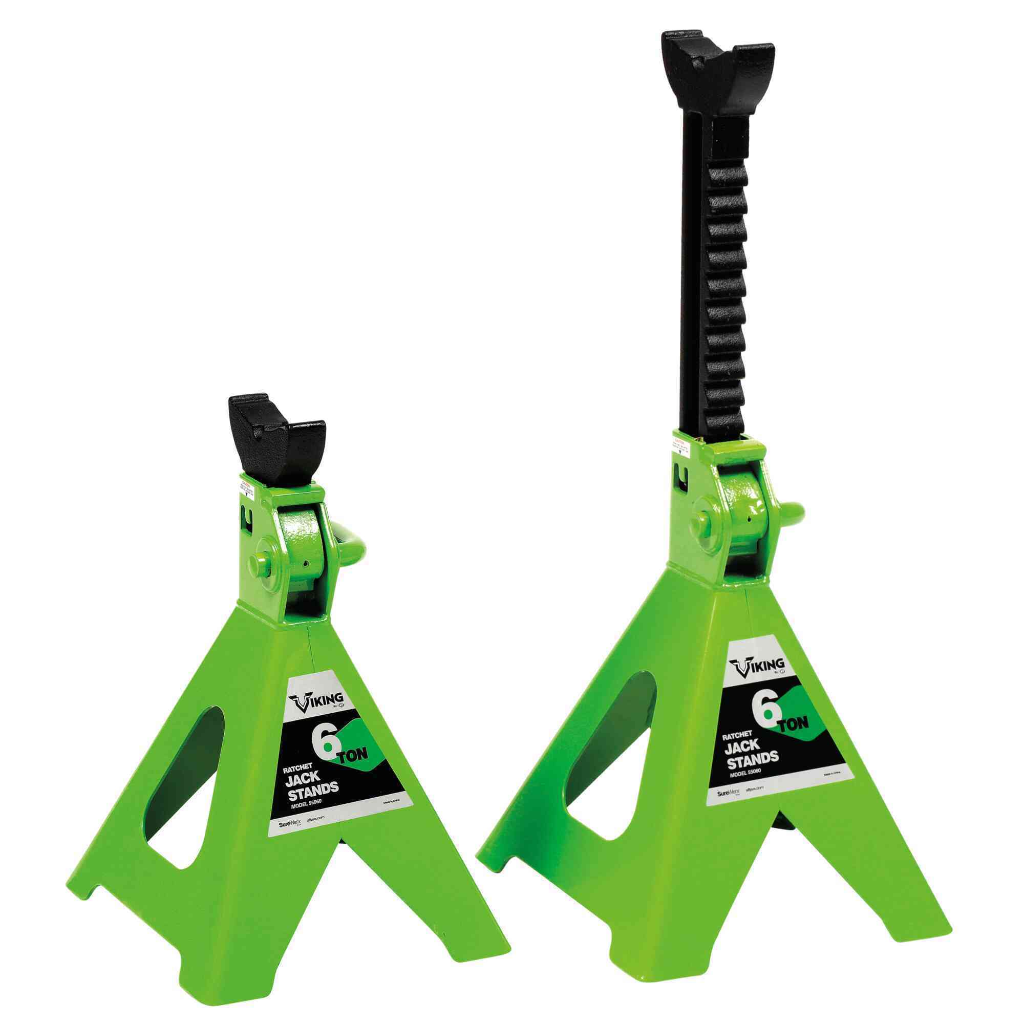 Viking by American Forge & Foundry Jack Stands — 6-Ton Capacity, Ratcheting, Heavy-Gauge Steel, Pair, Model# 55060